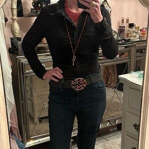 Red/black with stone buckle